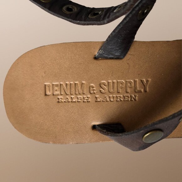 Ralph Lauren Denim & Supply Strappy Gladiator Sandals Size 7 Brown Leather Studs - Picture 7 of 11
